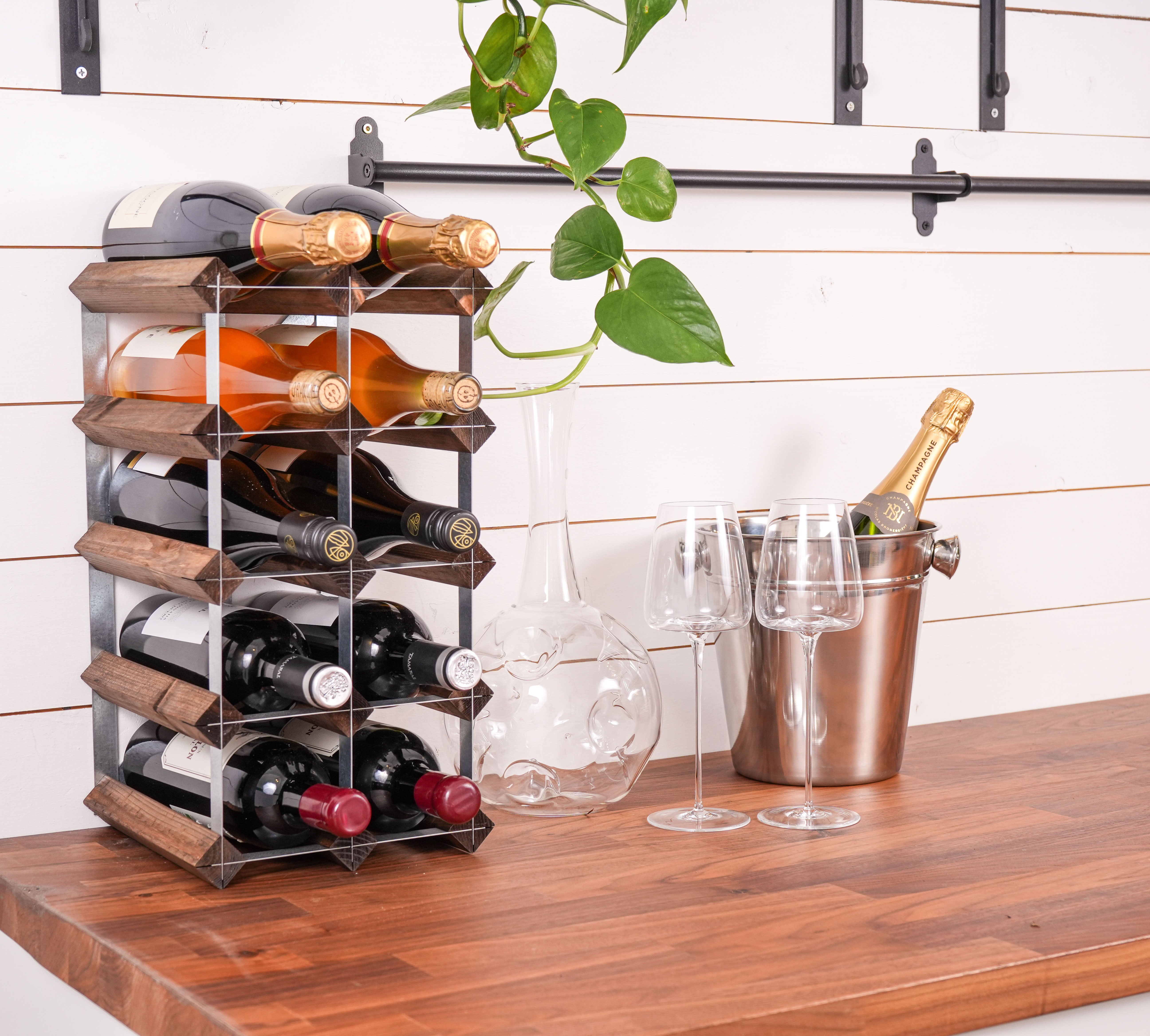 Vinreol, 12 flasker - mørk eg